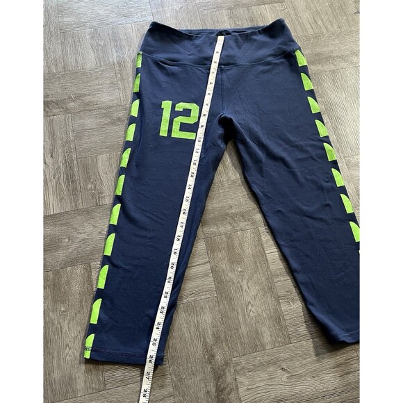 Seattle Seahawks Leggings Size Small Capri NFL Team Navy Blue Neon Green 12 Fan - Picture 4 of 4
